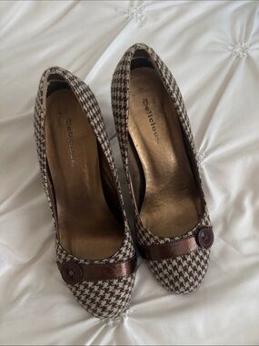 DELICIOUS - Houndstooth Brown & Cream Women's Pumps